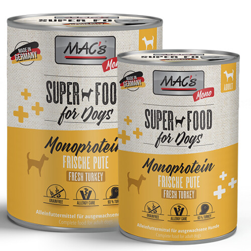 Hundefutter ohne Getreide Monoprotein Pute - MAC´s 6 x 800 g
