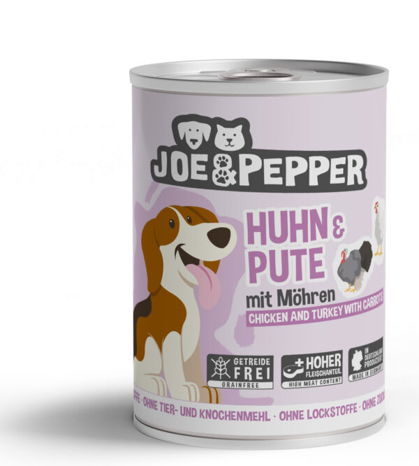 Hundefutter getreidefrei Huhn, Pute, Möhren - Joe & Pepper